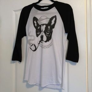 Black Market Art Smoking Dog Baseball Tee